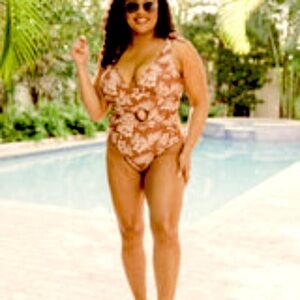 Lost In The Tropics Brown One Piece Belted Swimsuit